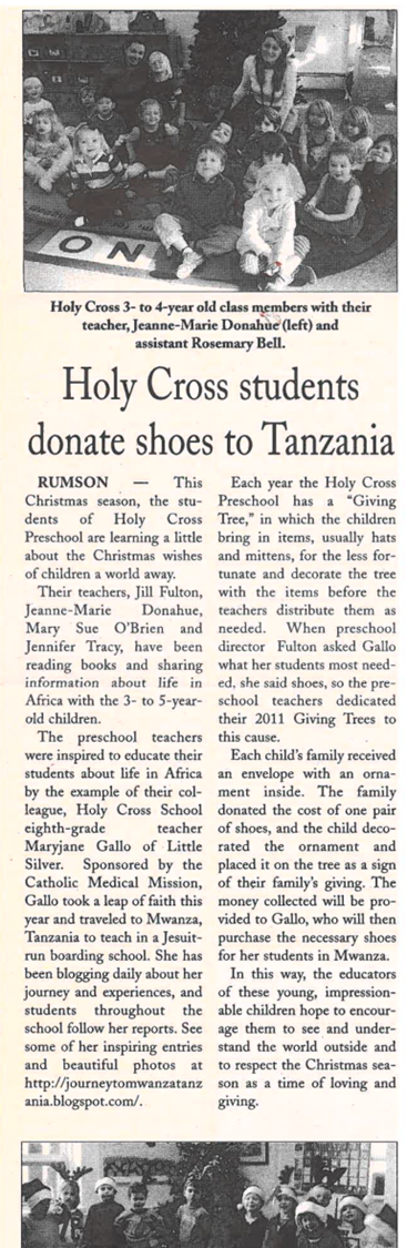 Holy Cross students donate shoes to Tanzania